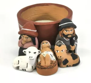 Nativity Candle Holder Hand Carved Peru 10,000 Villages Holy Family - Picture 1 of 12