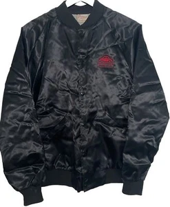 Vintage 80s Cardinal Satin Snap Button Bomber Jacket Men’s Large Parts City - Picture 1 of 10