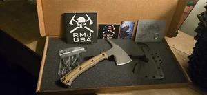 RMJ Tactical Pathfinder Tomahawk Tungsten 80CRV2 Hyena Brown G10 w/Sheath - Picture 1 of 4