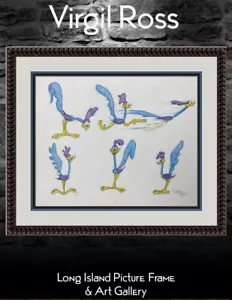 Hoja de Modelo Firmada Original Virgil Ross Dibujo Correcaminos Marco Personalizado I - Imagen 1 de 8