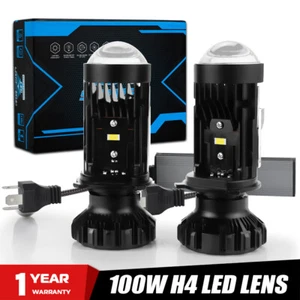 Pair H4 9003 Mini Bi-LED Projector Lens 100W LED Headlight Hi-Lo Retrofit LHD - Picture 1 of 14