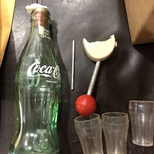 Vintage 1950s Toy Coca-Cola Soda Fountain Dispenser & 4 Mini Glasses W Box