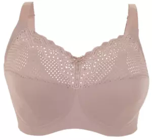 Glamorise COMFORT LIFT Plus-Size Bra 50F Wirefree-Support SOFT-LACE Taupe NEW - Picture 1 of 12