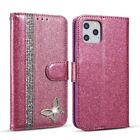 Luxury Glitter Butterfly Flip leather Phone Case For iPhone 13 12 Pro XR XS 7 8+