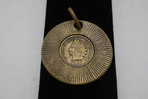 1895 Indian Head Liberty American Penny Pendant with Rays UNIQUE PIECE - Imagen 1 de 3