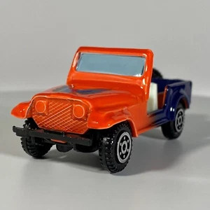 Yatming #1608 Jeep Convertible 1:64 Diecast Orange & Blue - Picture 1 of 10