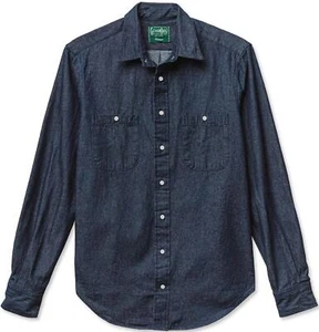 Gitman Vintage $220 NWT Blue 8oz Dark Denim Work Shirt 100% Cotton Twill XL FW24 - Picture 1 of 6