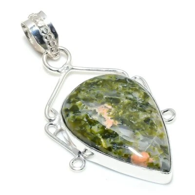 Unakit Edelstein Handarbeit 925 Sterlingsilber Antik Schmuck Anhänger 2,21" T017 - Bild 1 von 4