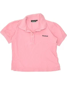REEBOK Womens Crop Polo Shirt UK 10 Small Pink Cotton BP58 - Picture 1 of 3