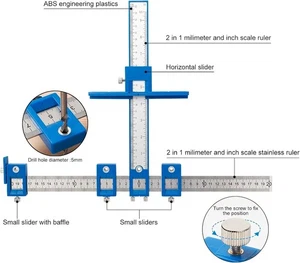 Plantilla de herrajes de gabinete, guía de taladro localizador de perforaciones, guía de perforación de madera para - Imagen 1 de 6