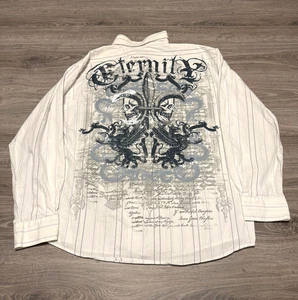 Vintage Y2K Eighty Eight Skulls Eternity Button Shirt Adult Size 2XL Goth Grunge - Bild 1 von 7