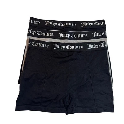 3 cuecas boxer Juicy Couture modeladoras sem costura preto cinza femininas tamanho XL - Imagem 1 de 4