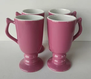 HALL POTTERY ROSE PINK PEDESTAL IRISH COFFEE MUGS #1273 SET OF 4 - Picture 1 of 5