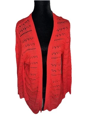 Joseph A 女式红色开襟亚克力针织开衫 90 年代/Y2K L 码夏季 — 第 1/4 张图片