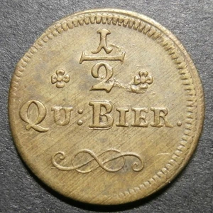 Pub token Germany - Schliestedt Wolfenbüttel ½ Qu:bier - half beer 18.6mm - Picture 1 of 2
