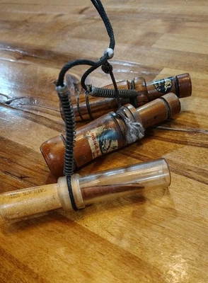 Vtg Faulks Goose Duke Wooden Calls On Lanyard Lot Of 3 - Image 1 of 4