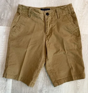 Pantalones Cortos Chinos Para Hombre Aeropostale 27 x 11 Elastizados Marrón Sólido Caqui Frente Plano Sarga - Imagen 1 de 6