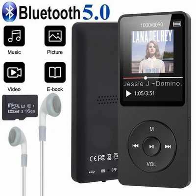 16GB MP3 Player Bluetooth 5.0 HiFi Verlustfreier Ton FM Radio Musik LCD Player - Bild 1 von 4