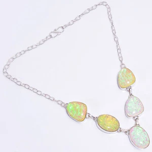 Australian Triplet Opal Gemstone Fashion Jewelry 925 Silver Necklace 18-20" N353 - Picture 1 of 3