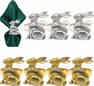 Easter Napkin Rings Holder Set Bunny Napkin Rings of 8 for Easter Table Decorati - Picture 1 of 12