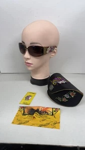 Gafas de sol vintage de cristal Ed Hardy de diseñador con tatuaje para mujer talla única” - Imagen 1 de 18