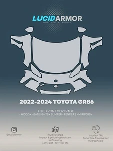 2022-2025 Toyota GR86 Clear Bra Front Paint Protection Film Kit (Clear Gloss) - Picture 1 of 3