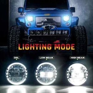 Pair Chrome 7" Round Led Headlights Halo Angel Eyes H6024 for Jeep CJ TJ JK LJ - Picture 1 of 11