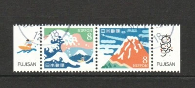 JAPAN 2018 UKIYOE PAINTING WAVE & MT. FUJI 8 YEN SE-TENANT SET 2 STAMPS IN USED - Image 1 of 4