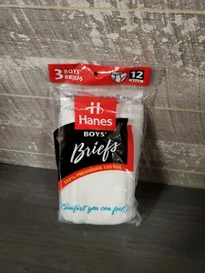 Vintage hanes 3-pack boys briefs underwear size 12 deadstock NIP 1997 kids USA - Picture 1 of 3