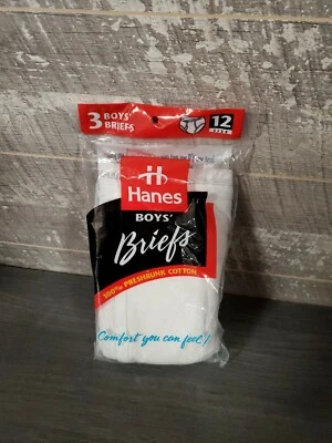 Vintage hanes 3-pack boys briefs underwear size 12 deadstock NIP 1997  kids USA  - Image 1 of 3