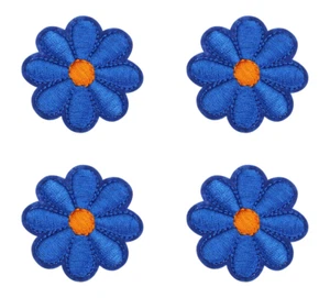 Blue Flower Iron-on Patches Embroidered Sew Clothing Patch Badge 3.54" (4-Pack) - Picture 1 of 1