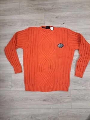 Harley Davidson Knit Sweater Sample Not To Be Sold Orange Logo Foto 1 de 4