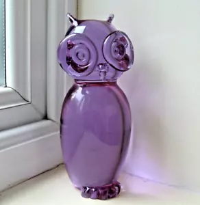 1970'S LICIO ZANETTI MURANO OWL IN NEODYMIUM ALEXANDRITE GLASS FIGURE - SIGNED - Picture 1 of 8