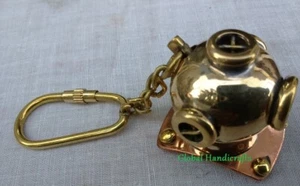Nautical solid Brass Maritime collectible Sea Diving Helmet Key chain Gift - Picture 1 of 8