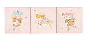 Gorgeous Wall Hanging Art Pink Girls Fairy Canvas Backing 3 Set Metal Hangers - Picture 1 of 1