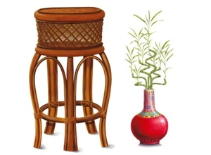 Tatouage Dry Rub Transfer Lucky Bamboo with Stand - Picture 1 of 1