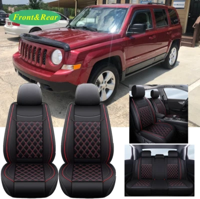 5-Seater Car Front&Rear Seat Covers Full Set Cushion PU Leather For Jeep Patriot Foto 1 de 4