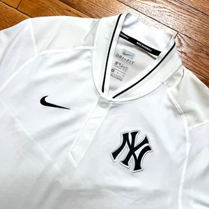 Nike Baseball DRI-Fit New York Yankees Shirt Baseball Collar NWT $80 Sz M White - Picture 1 of 10