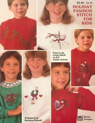 Holiday Fashion For Kids Waste Canvas Cross Stitch 1987 Finwall Goose Teddy - Image 1 of 3