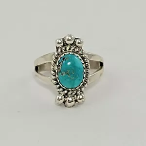 Sterling Silver and Turquoise Ring by Navajo Artist Lenora Begay Ladies Size 5.5 - Picture 1 of 9