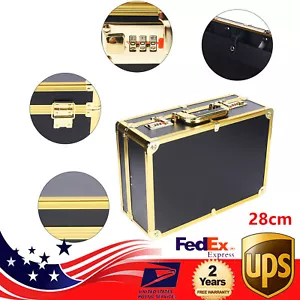 Professional Gold Barber Salon Tool Storage Travel Carry Case Organizer Box US - Picture 1 of 14