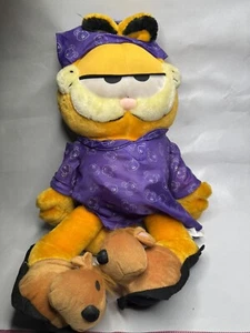 GRAN 24" Peluche Garfield con Ratón Zapatillas y Pijama Púrpura Pijama RaRe Vintage Gato - Imagen 1 de 12