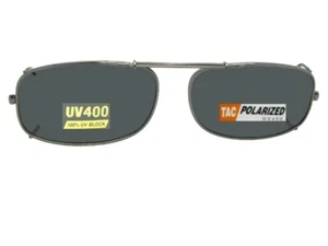 Skinny Curved Rectangle Polarized Clip-on Sunglasses - Picture 1 of 7