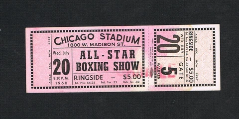 RARE 1956 Chicago boxing ticket ERNIE TERRELL HEMPHILL SONNY RAY RYAN GREEN Cover
