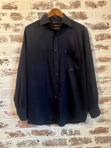 Bruno Herren Wildleder Mikrofaser dunkelblau Knopfleiste Hemd Langarm Gr. M - Bild 1 von 6