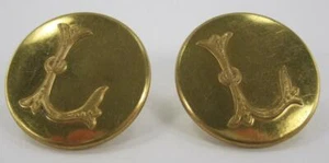 Lot of 2 Vintage Superior Quality Brass Letter "L" Button Brass 1 1/8" England - Picture 1 of 3