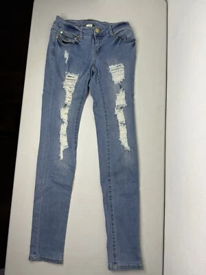Arden B. Jeans ajustados al tobillo lavados azules desgastados para mujer talla 2 Foto 1 de 4