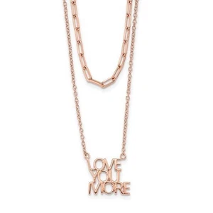 Sterling Silver Rose-tone "Love You More" Two Strand Necklace. - Picture 1 of 3