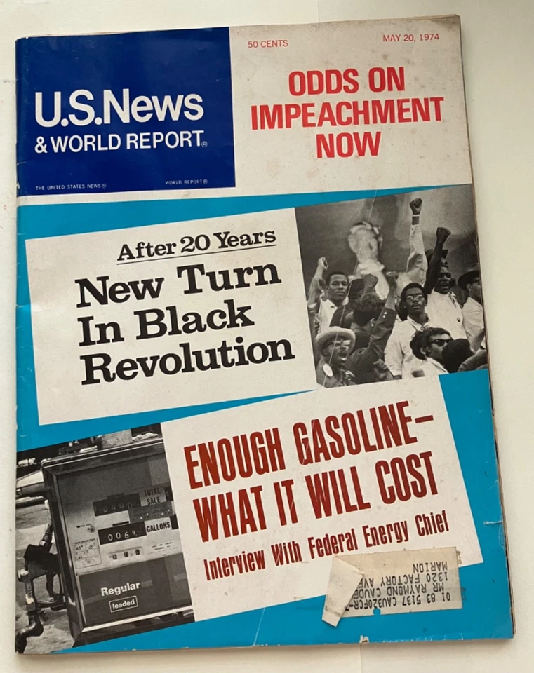 US News and World Report  May, 20 1974 Nixon Impeachment, Gas Prices VG Cond - Image 1 of 2
