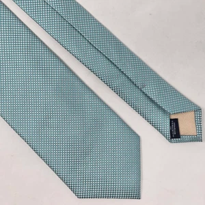 Charles Tyrwhitt SEIDENKRAWATTE TÜRKIS GRÜN MIKROKARIERT QUADRATISCHE SATIN 3,25" x 60" - Bild 1 von 3